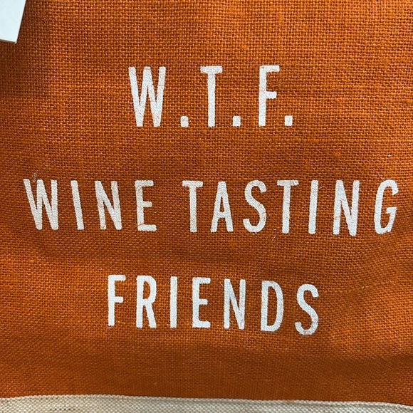 Apolis Market Day Jute Bag WTF Wine Tasting Friends Global Citizen Tote NWT - Picture 2 of 15